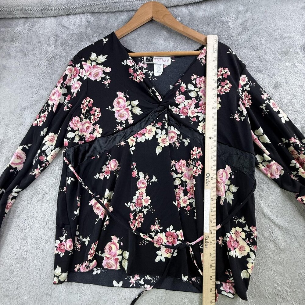 Tomorrow's Mother Top Womens Large Black Floral Maternity Nursing Wrap Blouse - Picture 9 of 14